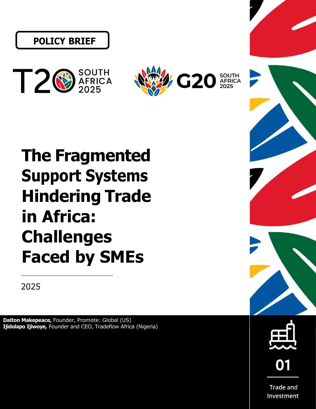 Original T20 South Africa policy brief cover: The Fragmented Support Systems Hindering Trade in Africa: Challenges Faced by SMEs